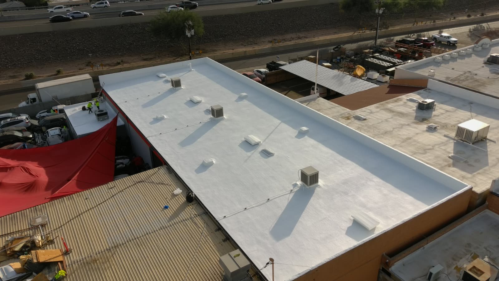 Roof coating application completed by XRP Roofing Phoenix